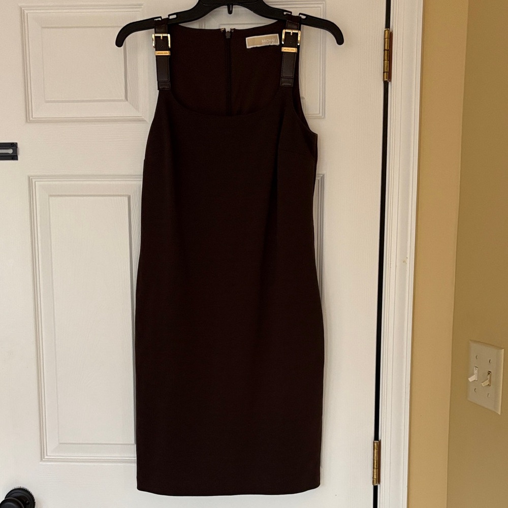 Michael Kors Black Mini Dress with Gold Accents